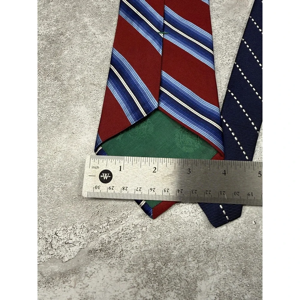 Tommy Hilfiger Silk Tie Mens One Size Red Striped Pointed Made In USA Necktie‎